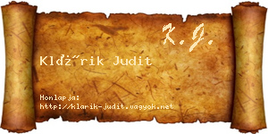 Klárik Judit névjegykártya